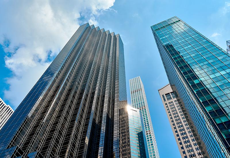 Low angle view of new york sky scrappers